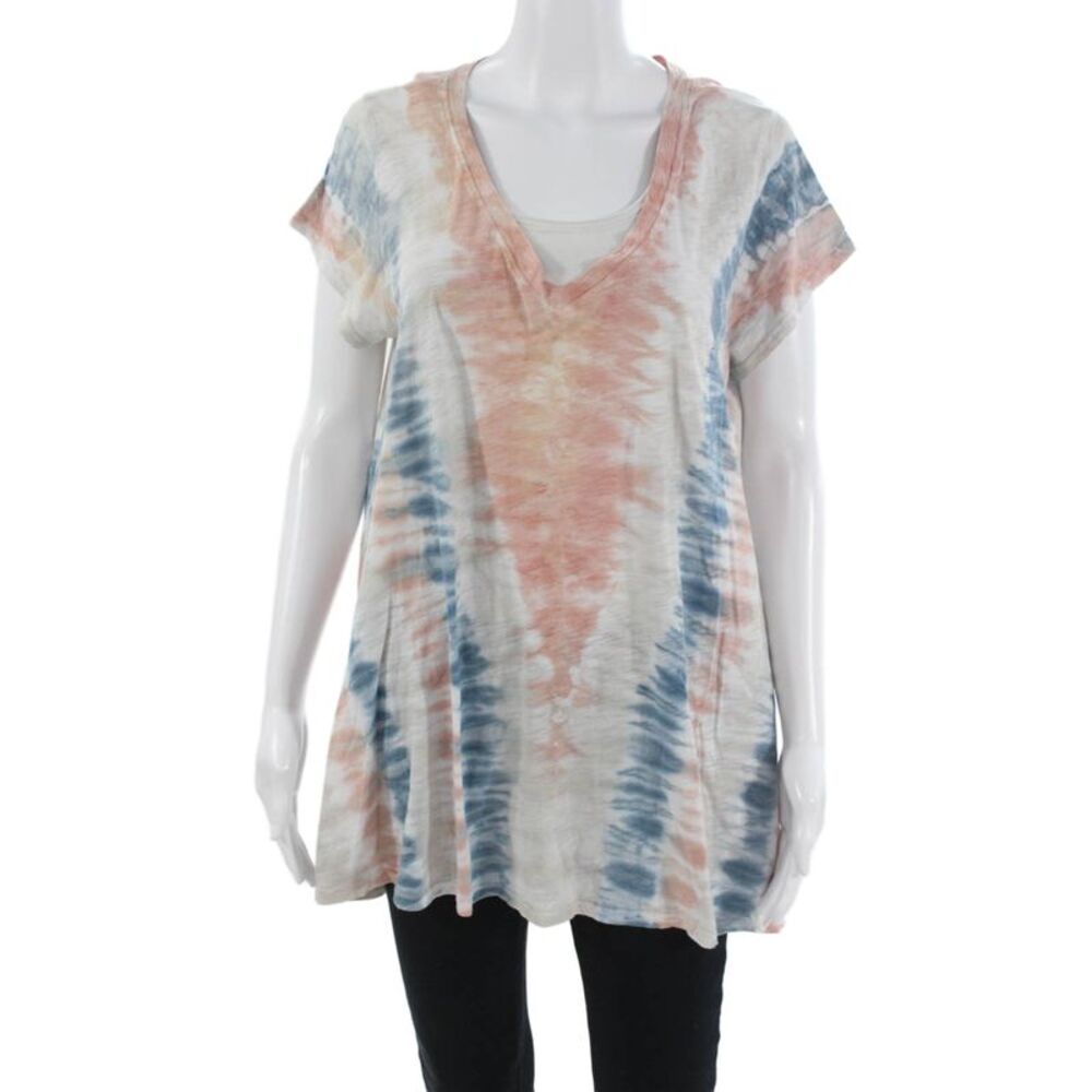 Mumu Mellow Women Blue Bohemian V-Neck Tunic Cap Sleeve Size S